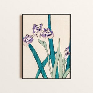 Purple Iris Japanese Watercolor Art Print
