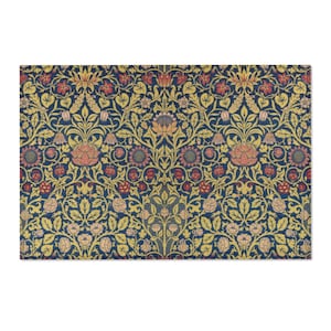 William Morris Botanischer Druckbereich Teppich, Blau und Grün Antiker Blumendruck Bereich Teppich, 24x36 Kleiner Vintage Blumen Teppich, Kleine Räume Teppich