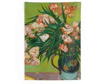 Van Gogh Pink Flowesr Painting Wall Tapestry