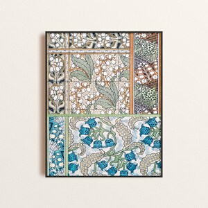 Lily of the Valley Art Nouveau Giclee Print, Collaged French Antique Illustration, Muguet Wall Art, Flower Pattern Home Decor, 1800&#39;s Art