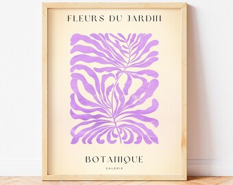 Pastel Purple Flower Market Print: Retro Floral Matisse Style (Digital Download)