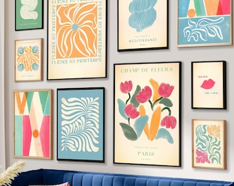 Eclectic Gallery Wall Art Set: Abstract Botanical Prints (Digital Download)