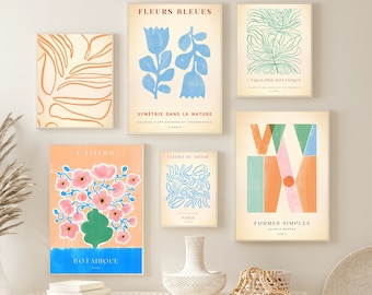 Warm Tones Botanical Gallery Wall Art Set: Abstract Floral Prints (Digital Download)