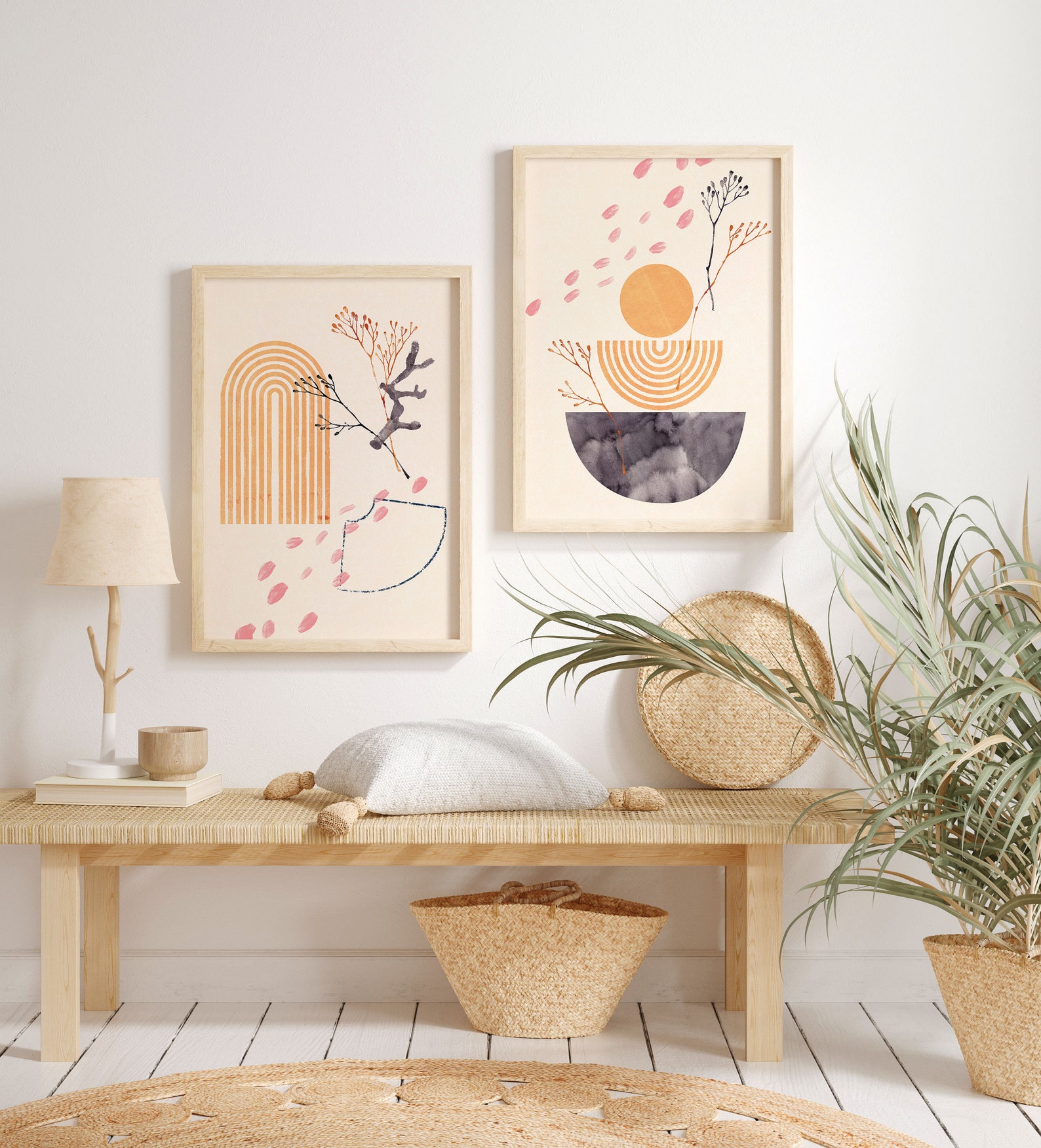 Boho Bedroom wall art set of 2 prints Living room wall art Etsy
