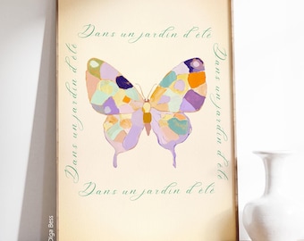 Pintura de mariposa pastel imprimible: Decoración para habitación de niña (Descarga digital)
