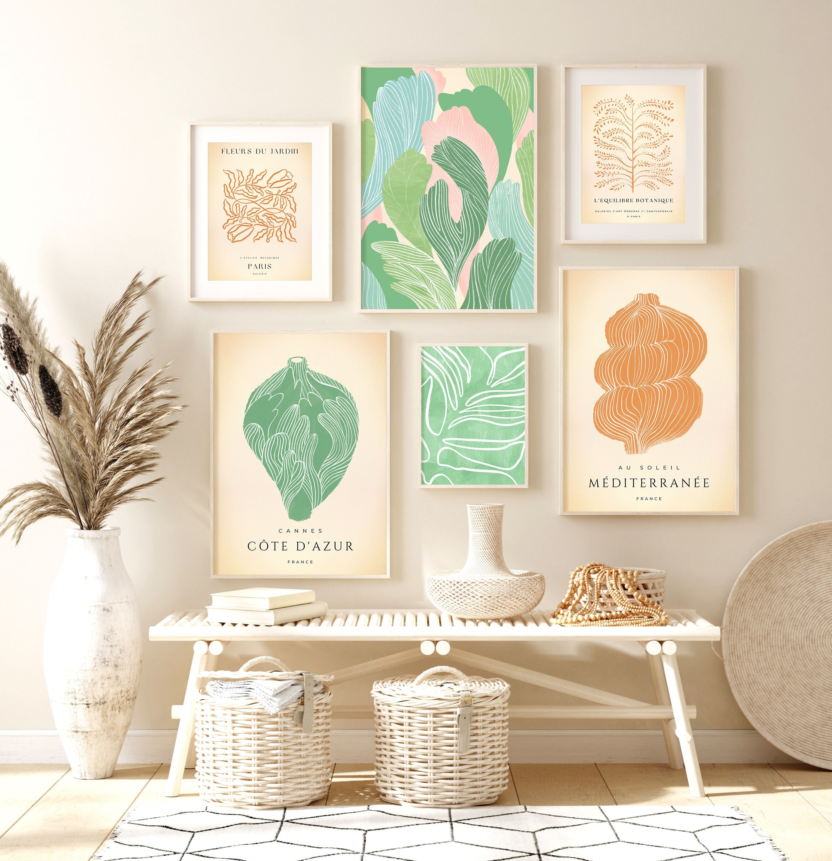 Sage Green Wall Art Set of 6 Botanical Prints, Printable Set of 6 ...