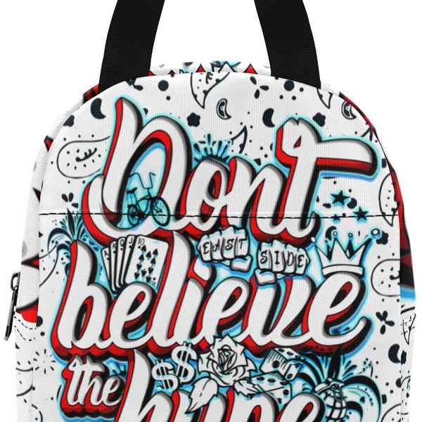 Graffiti Lunch Bag Food Bags Picnic Handbag Gangsta Chicano Criminal printed printed all over Paisley