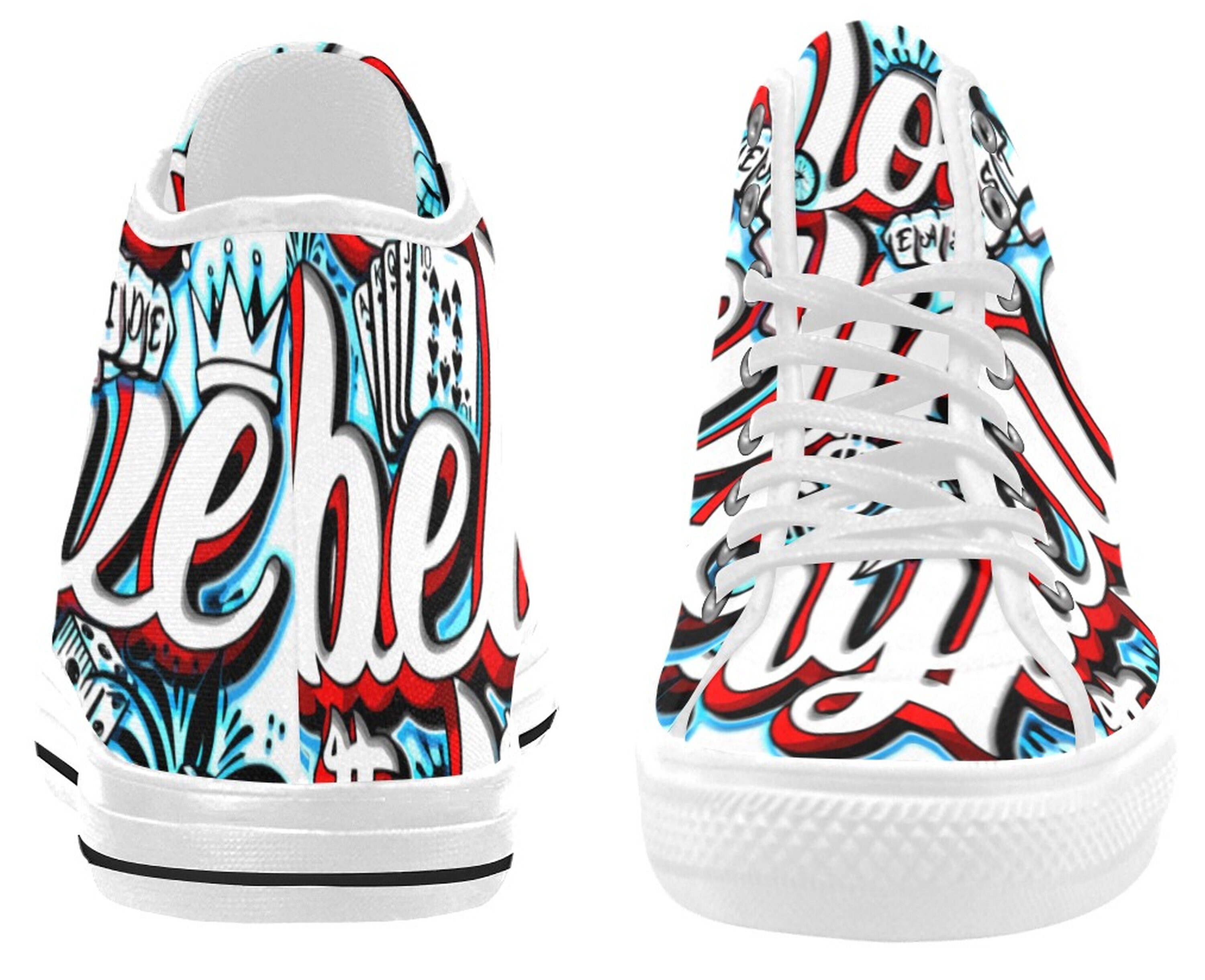 Hiphop Graffiti Blue Text Print Men's Sneakers