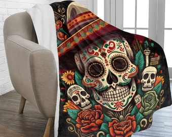 Sugar Skull Blanket 70"x 80" Micro Fleece