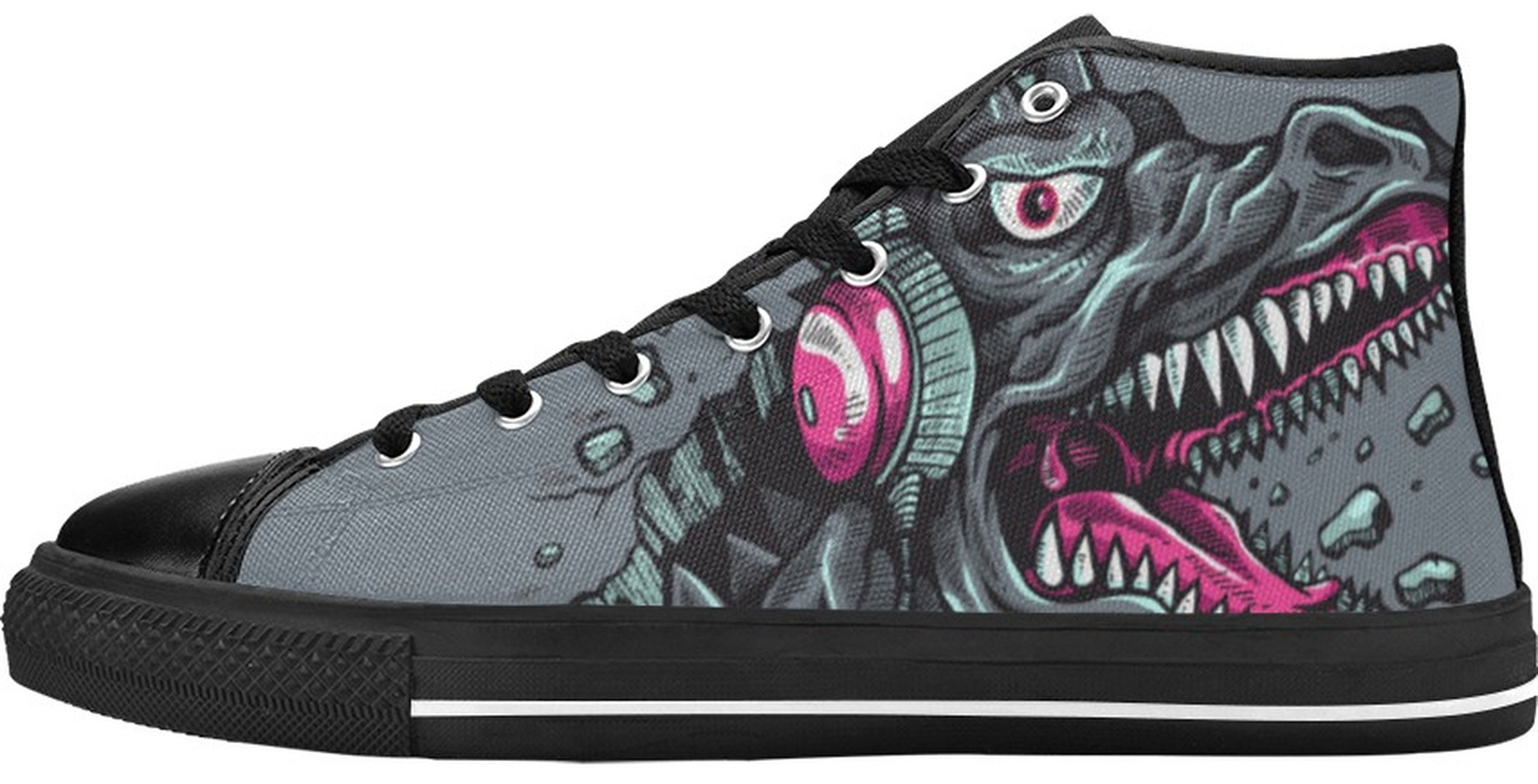 Dino Roar Dinosaur Pattern Print Men Women's High Top Shoes