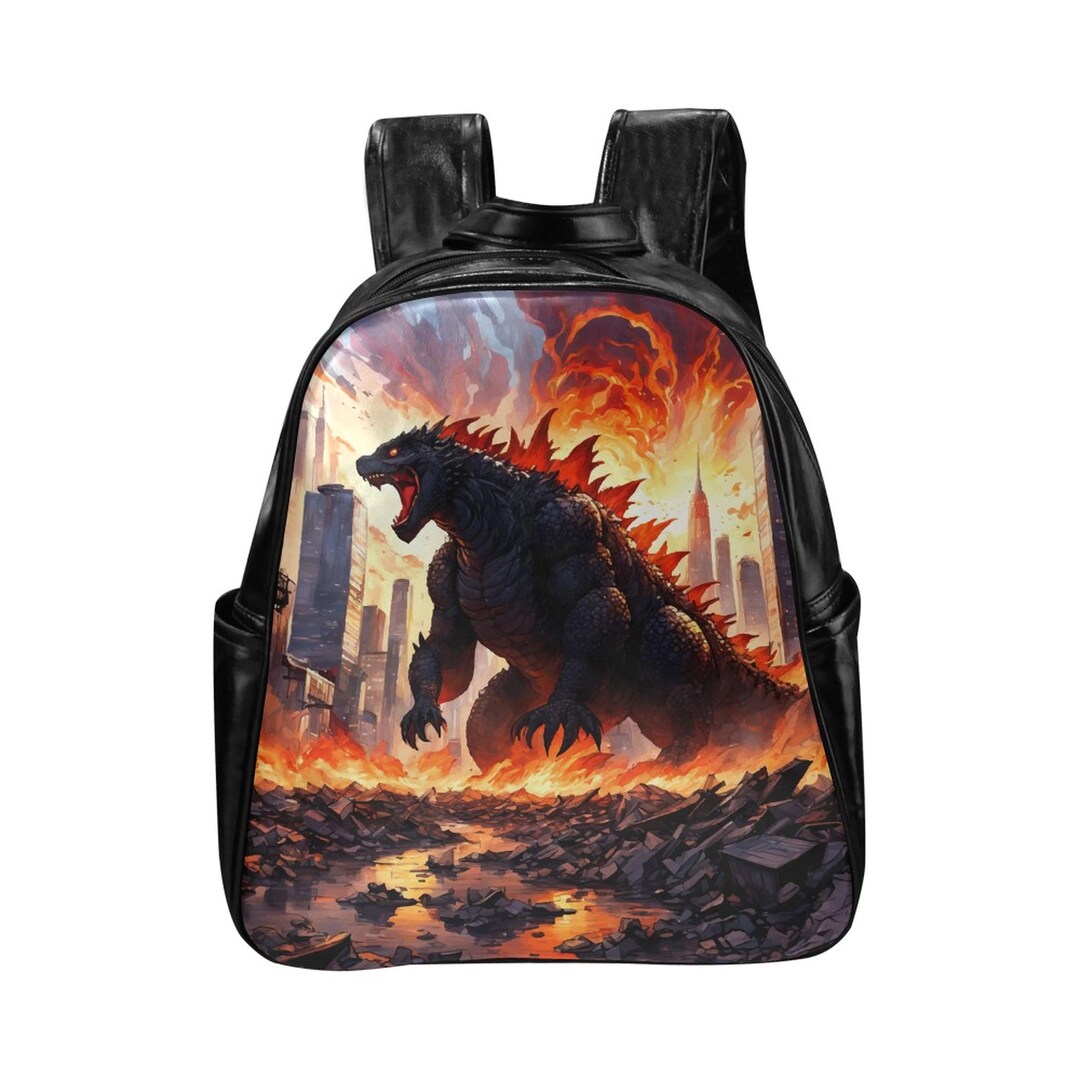 Custom Godzilla Backpack PU Backpack Gojira Kaiju Godzilla Art Cartoon Retro Comics Monster ...