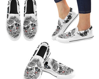 Damen Slip On Sneakers Schuhe Stiefel Smile Now Cry Later Chicano Cholo Mexikanisch US 12 11.5 11 10.5 10 9.5 9 8 7.5 7 6