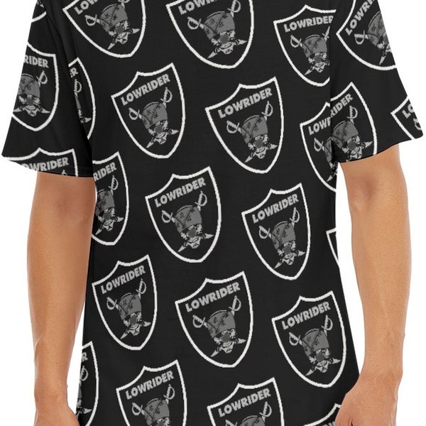 Lowrider T-shirt Pattern Chicano Cholo Mexican Gangsta Gangster Raider printed all over 5XL 4XL 3XL XXL XL L M S baggy oversized
