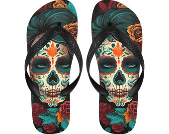 Tongs Tongs Santa Maria La Catrina Chicano Mexicaine Chola Dia De Los Muertos