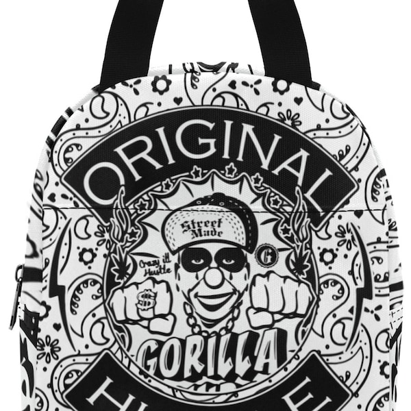 Hustle Lunch Bag Food Bags Picnic Handbag Vato Loco Gangsta Mexican Chicano Gangsters printed printed all over White Paisley