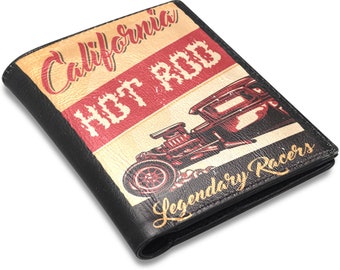 Hot Rod Wallet Rat Rod Purse muscle car USA California PU Leather Wallet 3.93"(W) x 4.72"(H)