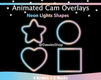 Twitch Animated Camera Overlay | Neon Lights Shapes - Soft Neon