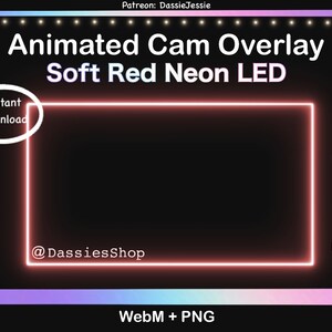 Twitch Neon Animated Camera Overlay Package | Dark / Soft Red LED