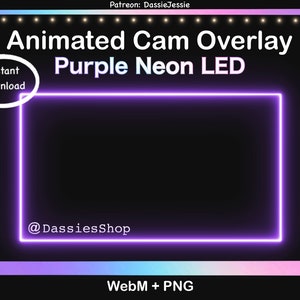 Twitch Neon Animated Camera Overlay Pakket | Paarse LED