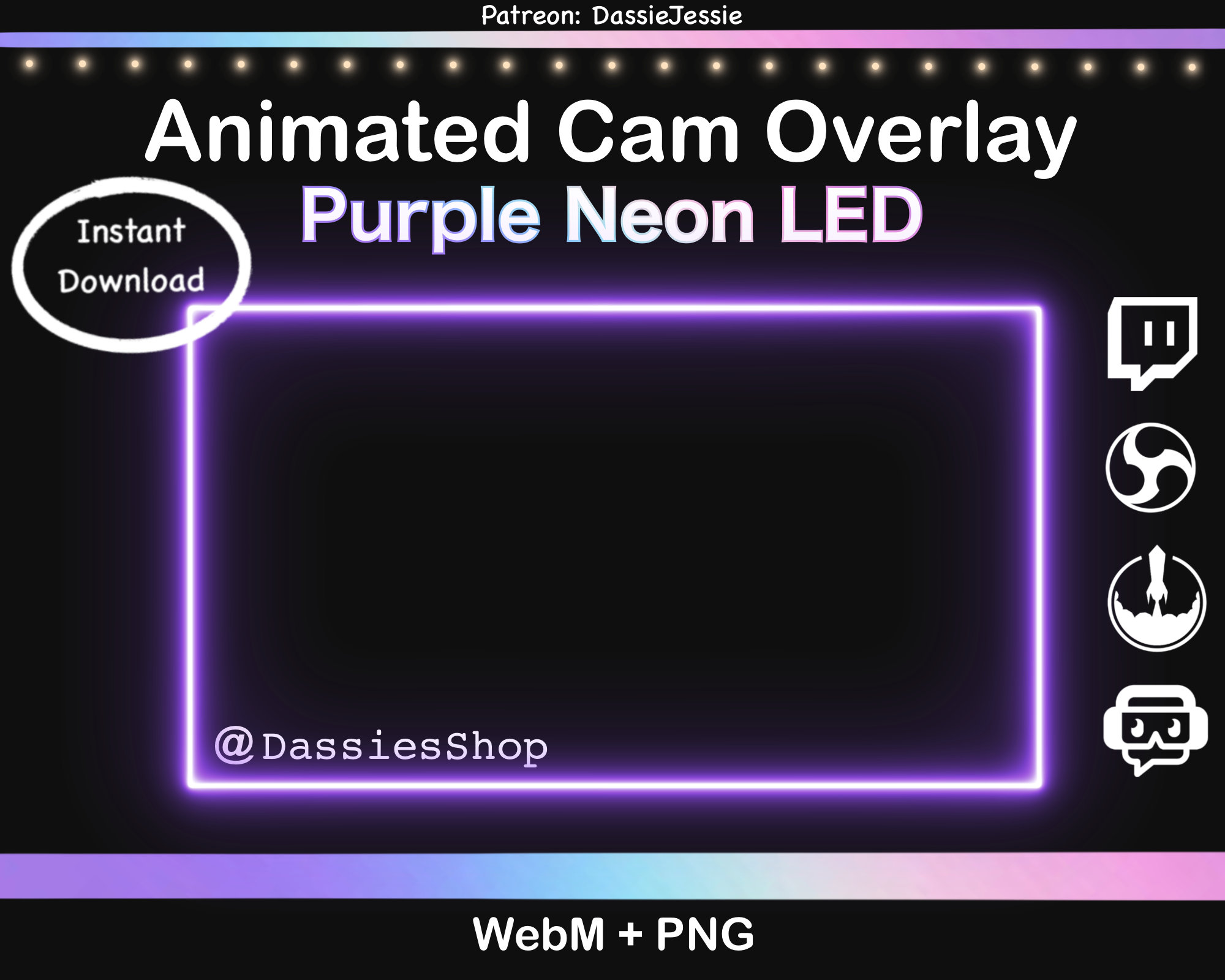 Drawing & Illustration Neon Blue & Purple Stream Overlay Stream cam