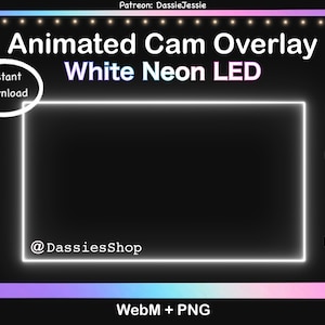 Twitch Neon Animated Camera Overlay Package | White LED