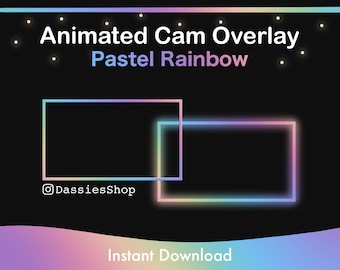 Twitch Animated Camera Overlay | Pastel Rainbow