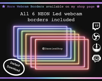 Twitch Dark / Soft Neon Animated Camera Overlay Package | All Colours