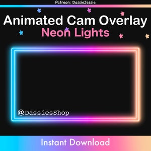 Twitch Animated Camera Overlay | Neon Lights