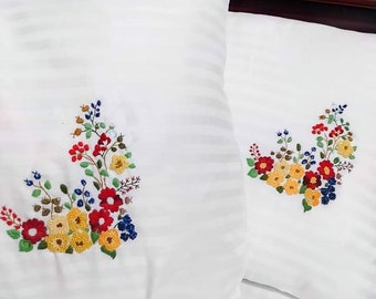 Hand Embroidered Pillow Cases