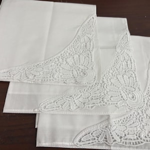 Wedding Handkerchiefs/Personalized Hand Embroidered Cotton Handkerchiefs - Set of 3 Hankies