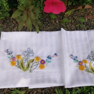 Hand Embroidered Floral Pillow Cases