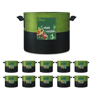 LINERY 10-Pack Planting Bag Heavy Duty Thickened Large Capacity Upgrade Hemming Process Grow Bag with Handles Non-Woven Fabric Plant Pots