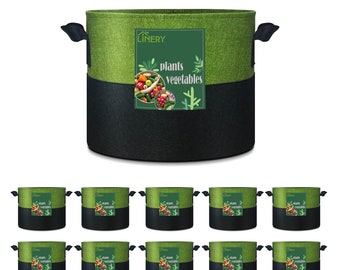 LINERY 10-Pack Planting Bag Heavy Duty Thickened Large Capacity Upgrade Hemming Process Grow Bag with Handles Non-Woven Fabric Plant Pots