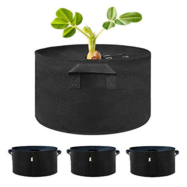 10-Pack 3 Gallon LINERY Planting Bag with Cover Black Heavy Duty Thickened Grow Bag with Handles Non-Woven Fabric Plant Pots image 2