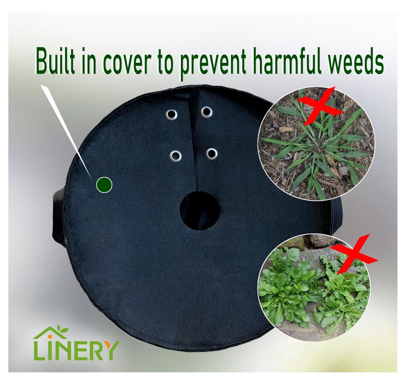 10-Pack 3 Gallon LINERY Planting Bag with Cover Black Heavy Duty Thickened Grow Bag with Handles Non-Woven Fabric Plant Pots image 7