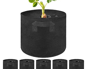 10-Pack 3 Gallon LINERY Planting Bag with Cover Black Heavy Duty Thickened Grow Bag with Handles Non-Woven Fabric Plant Pots