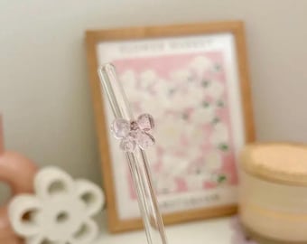 Glass Straw with Bow | Reusable Boba Straw