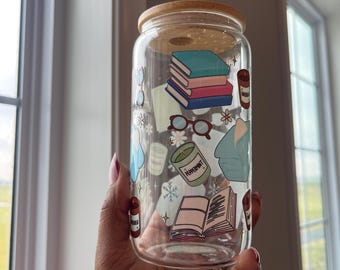 Cozy Nights Glass Cup Tumbler | Self Care Homebody Gift