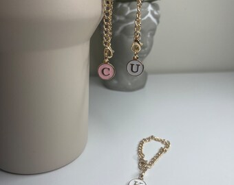 Gold Initial Stanley Tumbler Charm: Personalized Tumbler Accessory