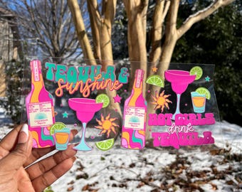 Summertime Tequila Sunshine UV DTF Transfer 16oz Libby Glass Can Wrap Ready to Apply