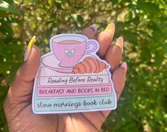 Bookish Breakfast Kindle Sticker | Waterproof E-Reader Decal, Laptop Art