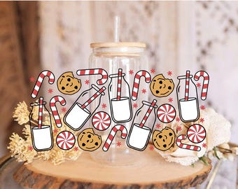 Cookies and Milk Santa UV DTF 16oz Cup Wrap | Ready to Apply
