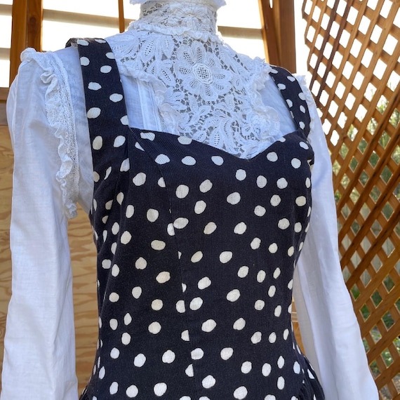 Vintage 1980s Does 1950s Polka Dot Dress with Poc… - image 2