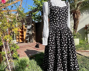 Vintage 1980s Does 1950s Polka Dot Dress with Pockets