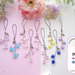 Iridescent Phone Charms | Star Butterfly Dangle | Customizable Charms |Tamagotchi Planner Water Bottle Switch Tablet 3DS DS Y2k Stanley