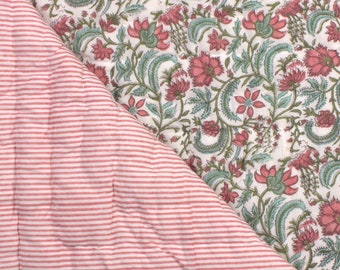 Edredón, manta acolchada de tela de algodón 100% puro con estampado de bloques a mano, funda para sofá y cama, colcha de cama de regazo, edredón de gran tamaño de lujo