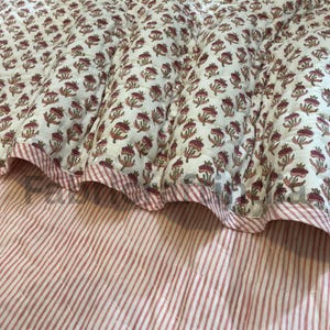 Edredón acolchado floral rosa, manta acolchada de algodón 100 % puro con estampado artesanal, para sofá y cama, colcha extragrande