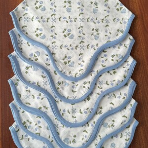 Powder Blue Napkins, Floral Hand Block Printed Cotton Cloth Napkins for Wedding Events, Home Decor, Farmhouse, School, Picnic, Holiday Table