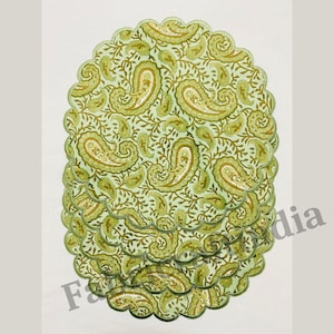 Nostalgic Naturals Floral Block Printed Cotton Round Placemats Set, Handmade Indian Table Decor, Boho Dining Table Mats, Gift Idea