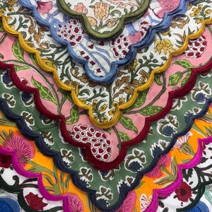 Assorted Mix and Match Embroidery Napkins Indian Floral Hand Block Printed Pure Cotton Cloth Table Napkin for  Events Home Party Gift 18x18"